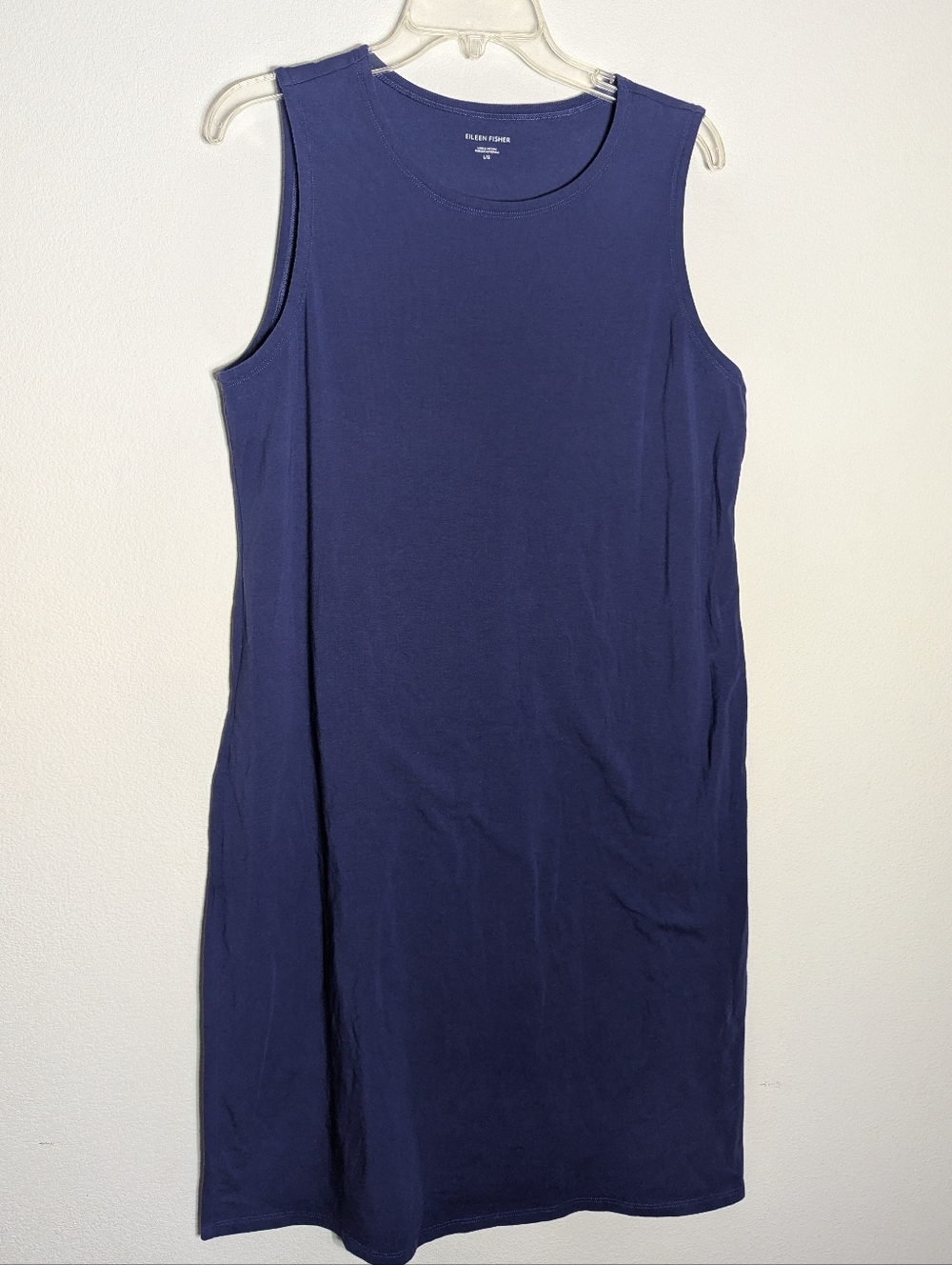Eileen Fisher Womens Dress Organic Cotton Quiet Luxury Summer Travel Blue Large